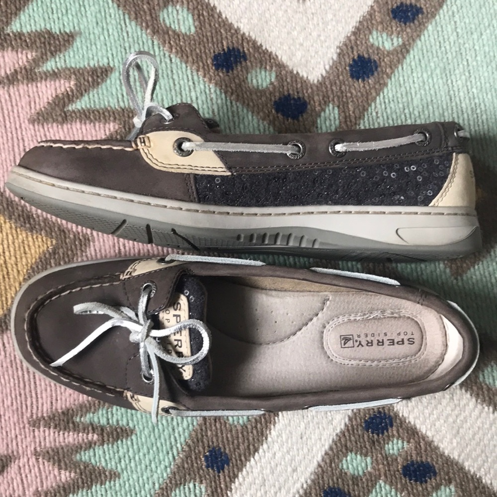 Gray Sequin Sperry Top-Siders